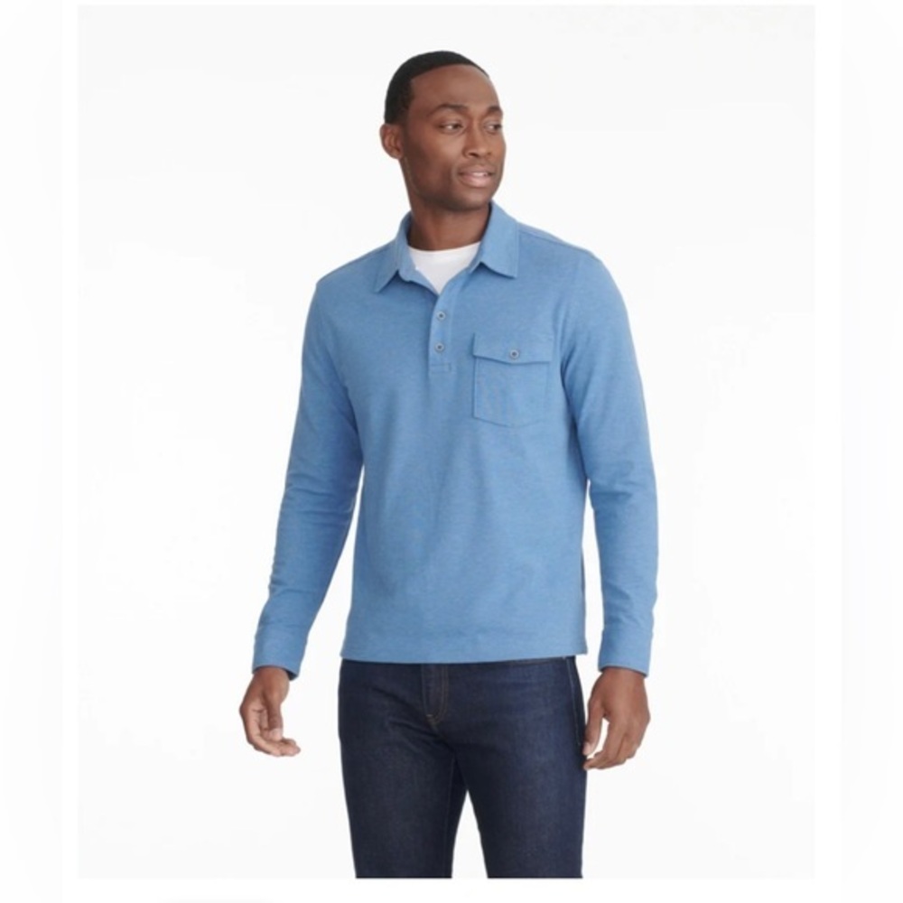 Untuckit Men’s Long Sleeve Blue Polo Size XXL